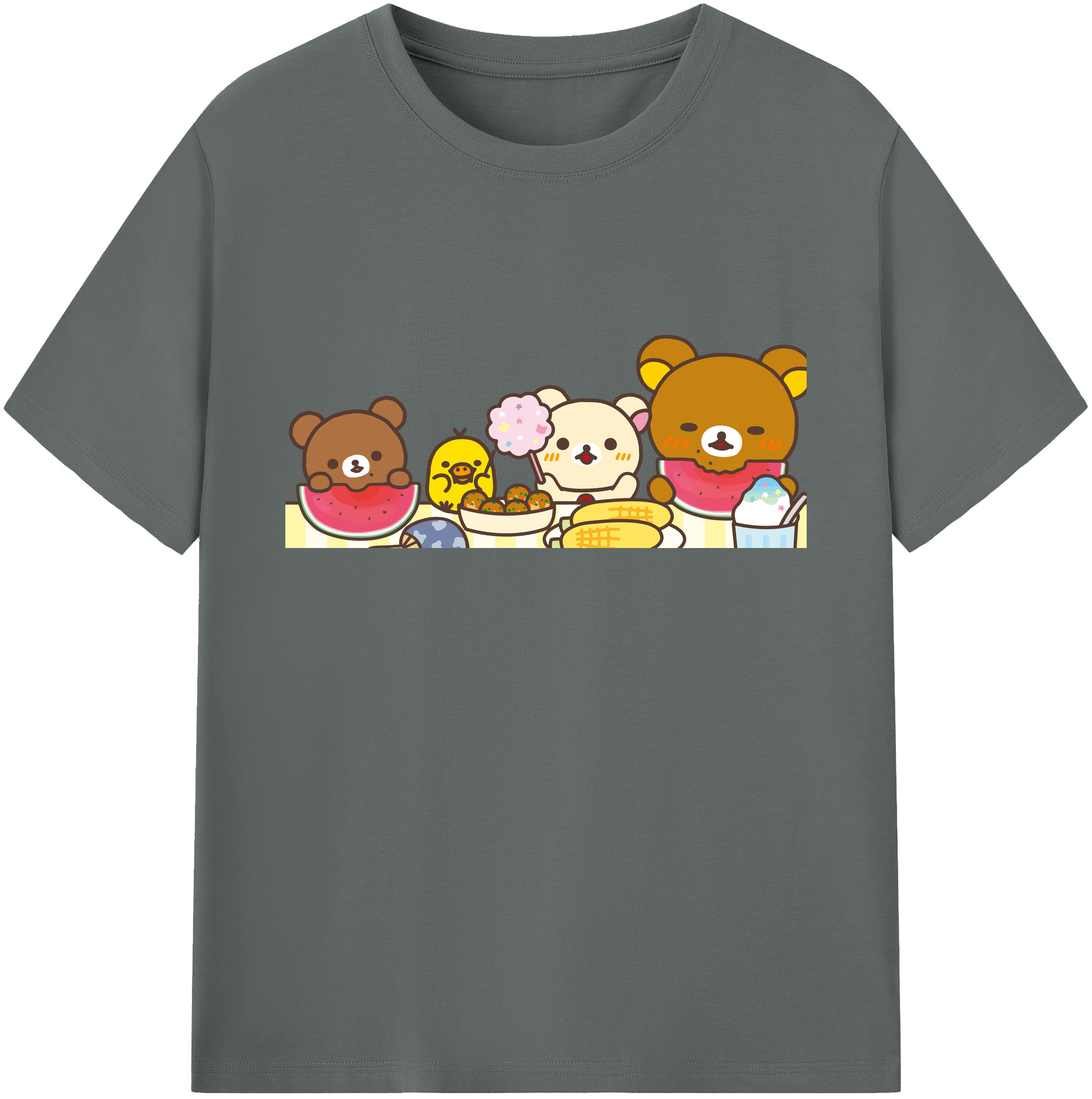 （画像用） リラックマ リラックマ キイロイトリ Rilakkuma Korilakkuma Kiiroitori 綿100％ メンズ半袖Tシャツ｜肌触りやわらか＆通気性